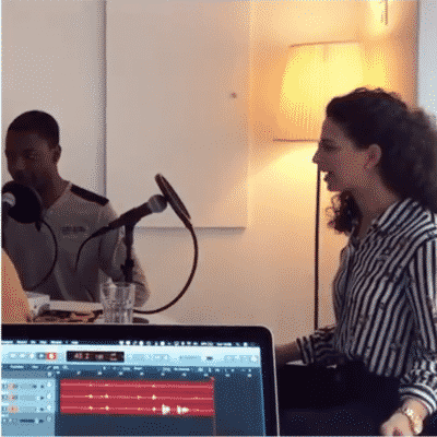 Joseph & Eliana recording at Practice Portuguese's headquarters
